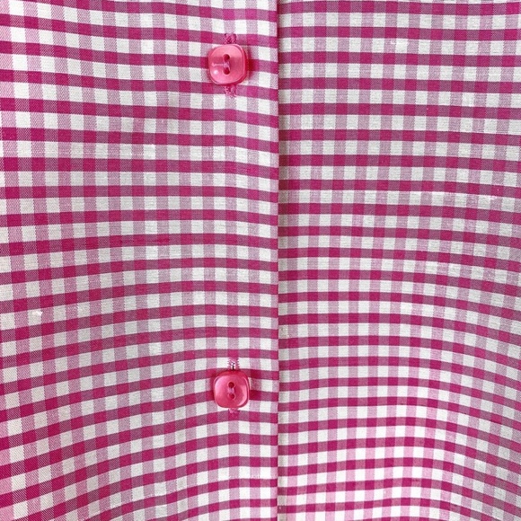 Judith Hart, Plus Size 16 Front Tie Button Up 100% Silk Vintage Pink White NWOT - Picture 8 of 9